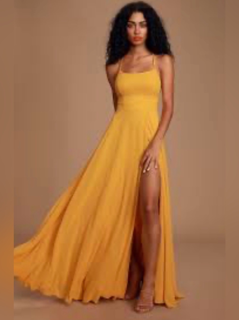 Lulu’s Dreamy Romance Mustard Yellow Backless Formal Maxi Dress Hoco Evening